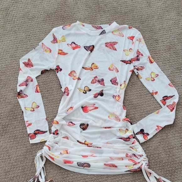 Women's Long Sleeves Printed Mesh Bodycon Dress, Clubwear - Picture 10 of 11